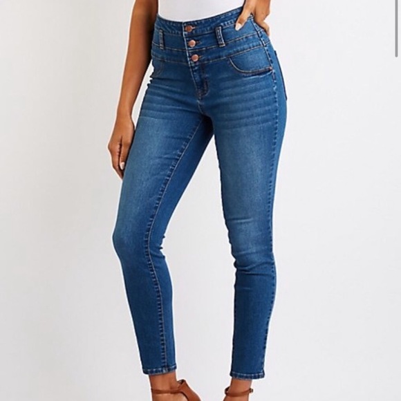 6 button high waisted jeans